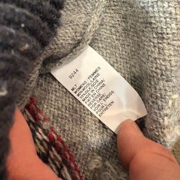 Vintage Woolrich Fair Isle Deer Stag Cabincore Alpine Grey Wool Patterned Cozy M - Picture 5 of 8